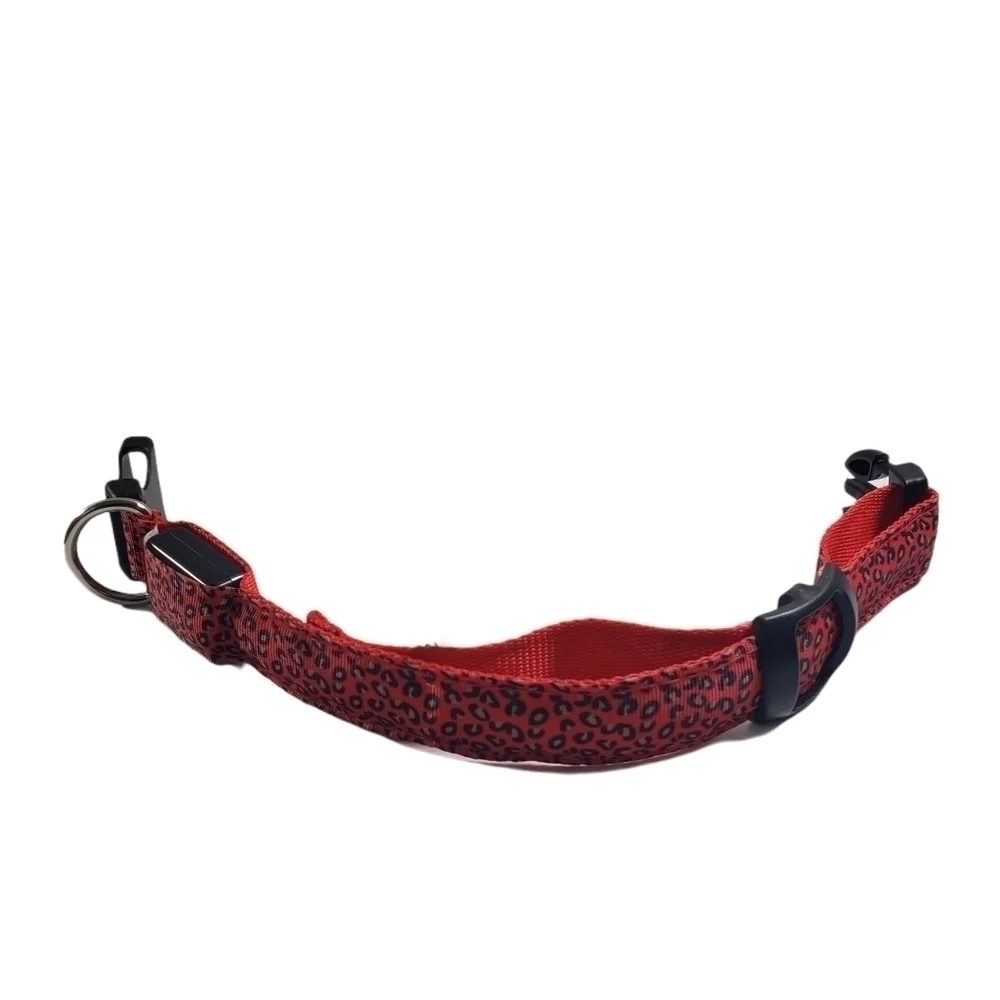 Animal Print Dog Collar with 3 Settings Red LED